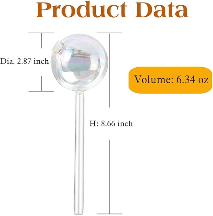 Clear Rainbow Glass Plant Automatic Watering Bulb, 4pcs Garden Flower Self Watering Planter Inserts, Automatic Plant Waterer System Set Self Watering Spikes to Support Plant Health