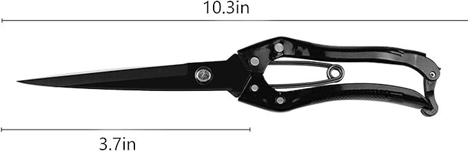 Grass Shear Sheep Shear Alpaca Shear - Coated Wear-Resistant Handle, Manganese Steel Double Blade, Strong Spring Suitable For Cattle And Sheep and Horse Hair Hand-Cut (Black 10.2 inches)