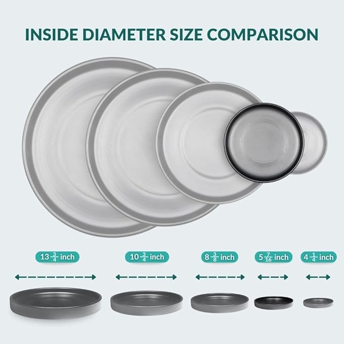 Willowy 6 Inch Black Ceramic Pot Saucer - Drainage Tray for 3,4,5 Inch Planters - 2 Pack