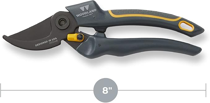Woodland Tools Co. Duralight Compact Adjustable Bypass Pruning Shears – Lightweight, Ergonomic Garden Clippers with High-Carbon Steel Blades and Multi-Function Lock for Precision Cutting