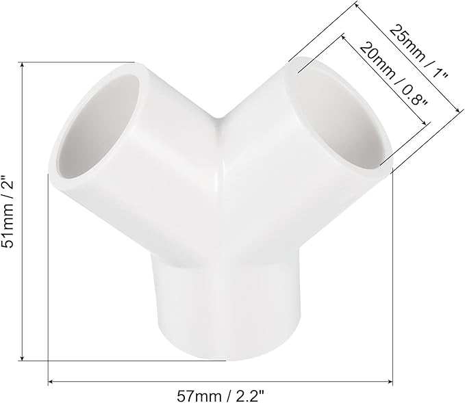 PATIKIL 20mm PVC Pipe Fittings, 3 Pack 3 Way Y Shape Water Tubing Joint Connectors Adapters Union for Garden Irrigation Home Aquarium