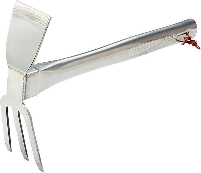Sharp Sturdy 416 Stainless Steel rake Hoe, Heavy Duty Hoe Hand Tool for transplanting Digging Planting Loose Camping or Exploration