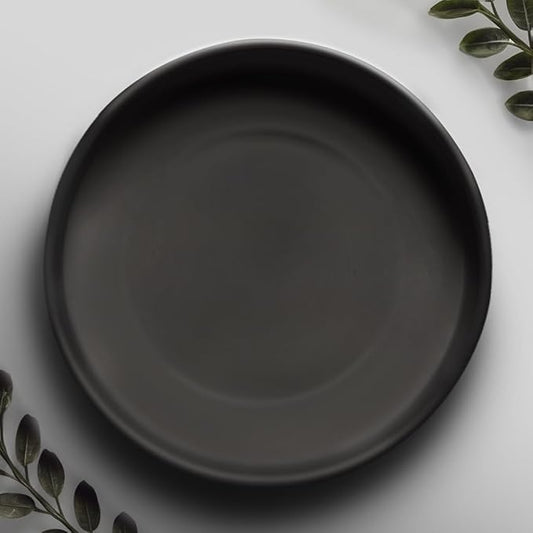 Willowy 9 Inch Black Ceramic Pot Saucer - Drainage Tray for 6, 7, 8 Inch Planters + More Sizes