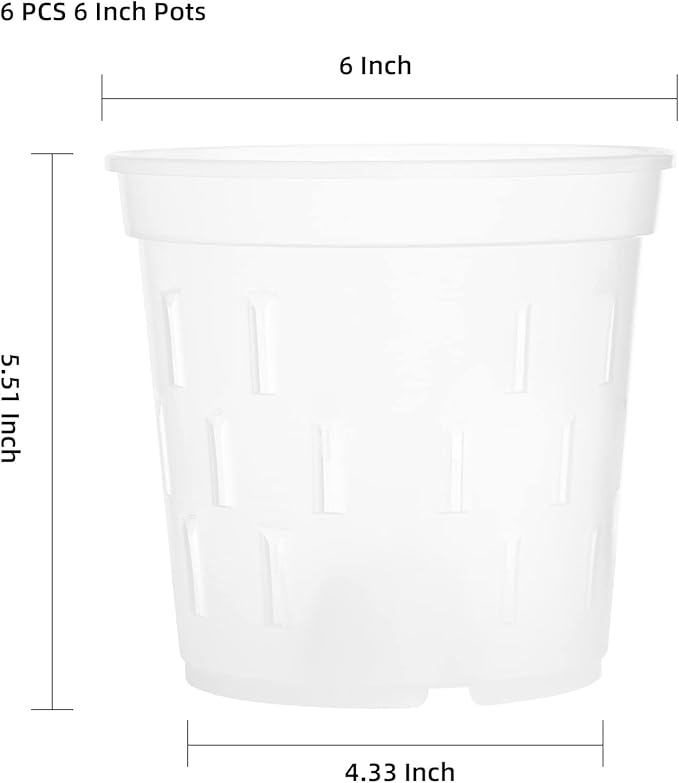TRUEDAYS 6 Pack Orchid Pots with Holes, 6 Inch Clear Plastic Pots for Plants, Flowers, Breathable Slotted Orchids Planter