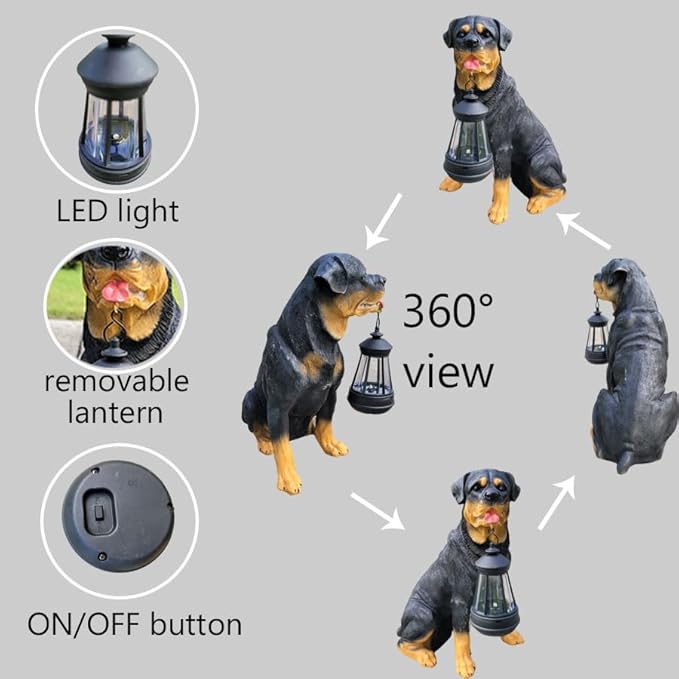 Garden Statues Dog Solar Hanging Light, Courtyard Resin Simulated Handicraft Dog Statue Ornament, Garden Yard Entrance Decoration.