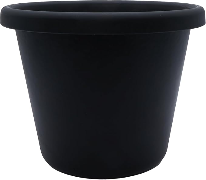 The HC Companies 14 Inch Round Classic Planter - Plastic Plant Pot for Indoor Outdoor Plants Flowers Herbs, Black