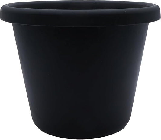 The HC Companies 8.5 Inch Round Classic Planter - Plastic Plant Pot for Indoor Outdoor Plants Flowers Herbs, Black