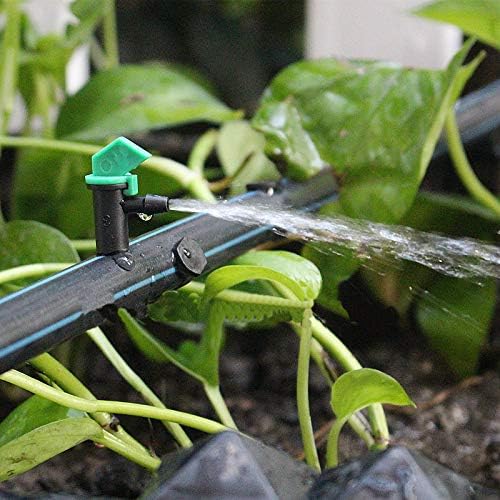 Lxcom Lighting 100 Pack 4 GPH Flag Drip Emitter Drip Emitters 16L/H Emitter Sprinkler Drippers System Parts Connect 4mm/7mm Hose for Lawn Vegetables Garden (Green)