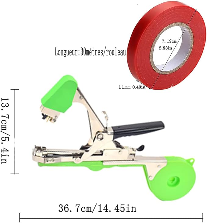Plant Tying Machine Tool,Plant Tape Gun with 10000pcs Staples 20 Rolls Tape and Replacement Blade for Grapes,Raspberries,Tomatoes and Vining Vegetables Tying Tool(Green)