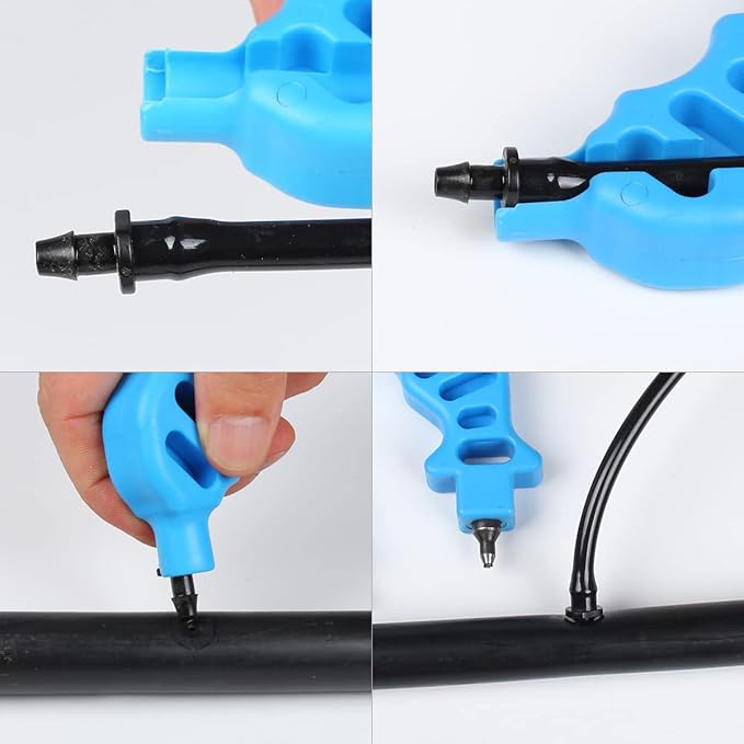 2-in-One Drip Irrigation Tubing Hole Punch, Drip Tube Hole Puncher Fitting & Emitter Insertion Tools, 1/4 inch Tube Goof Hole Plugs