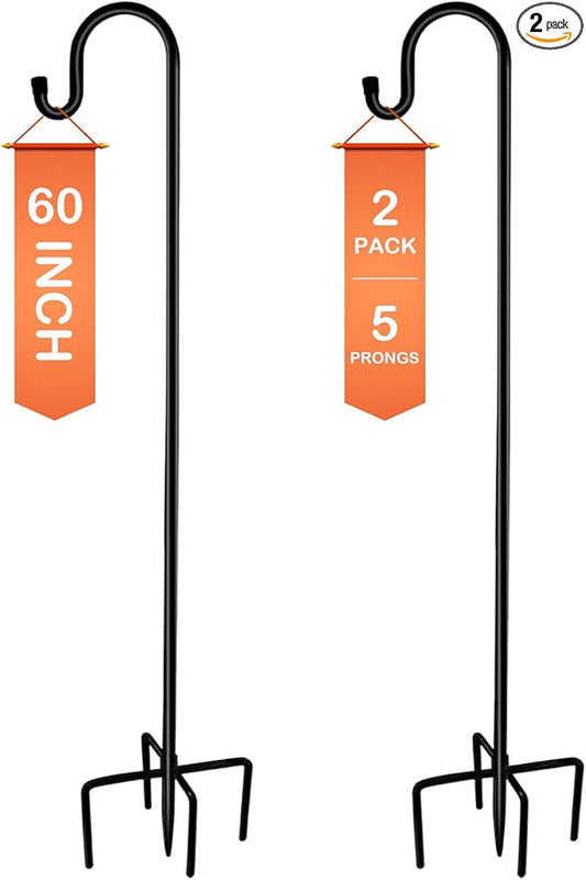 Ottsuls Shepherd-Hooks 60" Adjustable for Bird-Feeder Lantern Plant-Hook Garden-Stake - Plant Stand Hanger for Outdoor Flower Basket, Bird Feeder Hanger Weddings Decor (2 Pack)