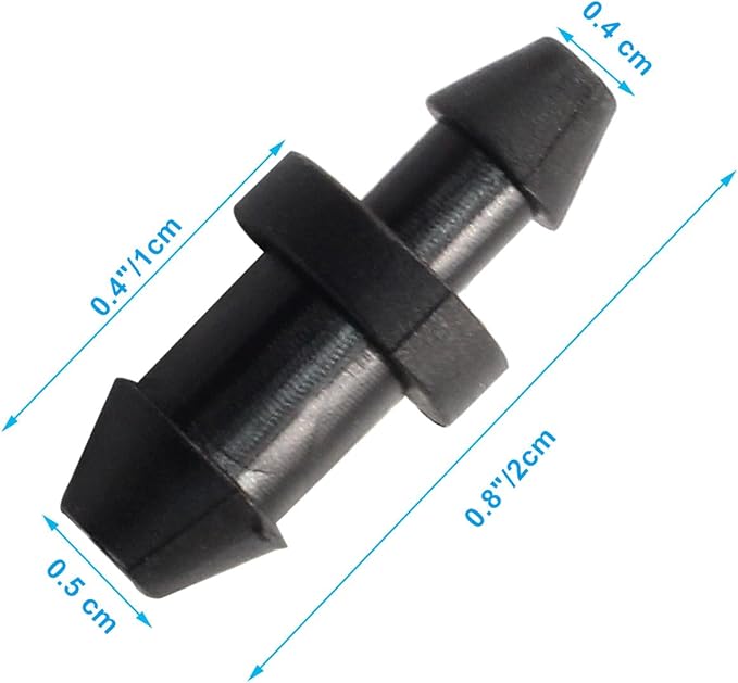 300 Pcs Drip Irrigation End Plugs, 1/4 Inch Drip Irrigation Goof Hole Plugs, Barbed Connectors End Cap,Irrigation Stopper for Home Garden Lawn Supplies(Black)
