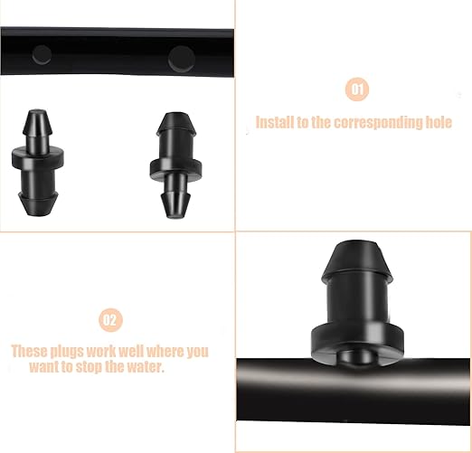 TOYMIS 100pcs Drip Irrigation Plugs, 1/4 Inch Drip Irrigation Goof Plugs Line Irrigation Tube End Closures for Home Garden Lawn Pipe Supplies