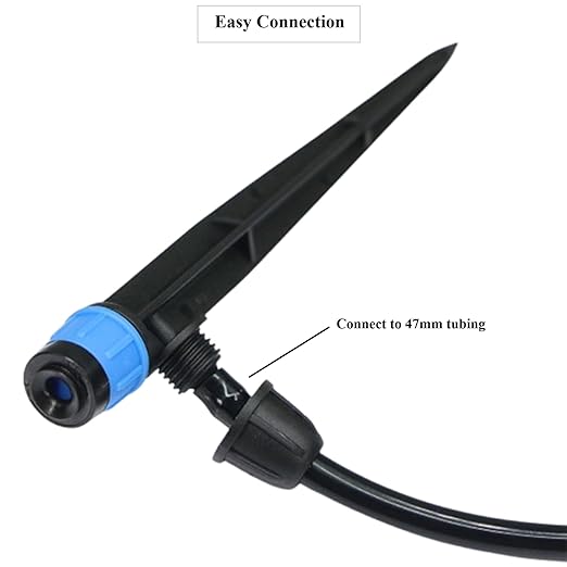 Adjustable Drip Irrigation Emitters Vortex: Fan Shape Water Flow Bubbler Stake Irrigation Dripper with Lock Barbed for 1/4 inch Tubing for Garden Watering System (50PK)