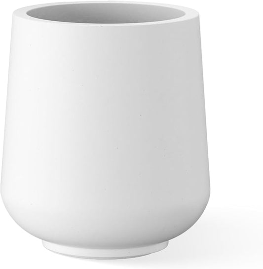 Kante 11.6" Dia Round Concrete Planter, Outdoor Indoor Large Plant Pots Containers with Drainage Hole and Rubber Plug for Home Garden Patio, Pure White