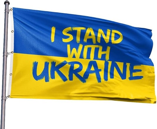 I Stand with Ukraine Flag Extra Large Flag 12x18FT Giant Ukrainian National Polyester Banner With 5 Grommets Fade Resistant Vivid Color For Patriotic Festival Events Party Decoration