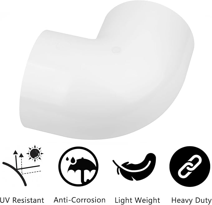 6 Inch 90 Degree Elbow PVC Pipe Fittings 2 Way Right Angle PVC Pipe Fitting, Furniture Build Grade SCH40 (Socket x Socket) 6" PVC Fitting Connectors for DIY PVC Shelf Garden Support Structure