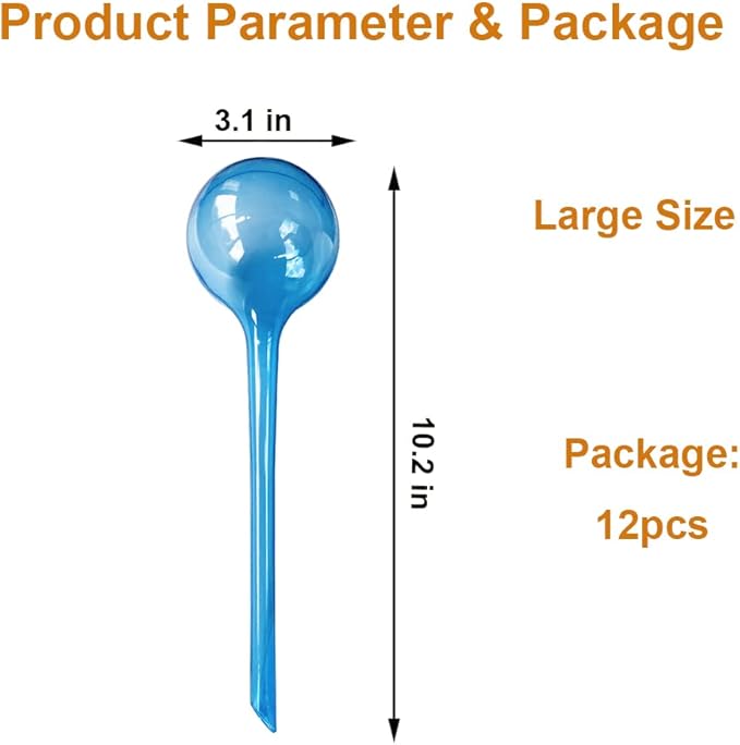 MOONSOUND Large 12pcs Self Watering Plant Stakes, Plastic Plant Watering Devices to Help Automate The Watering for Plants, Plant Waterer Self Watering Bulbs for Garden Home Plants