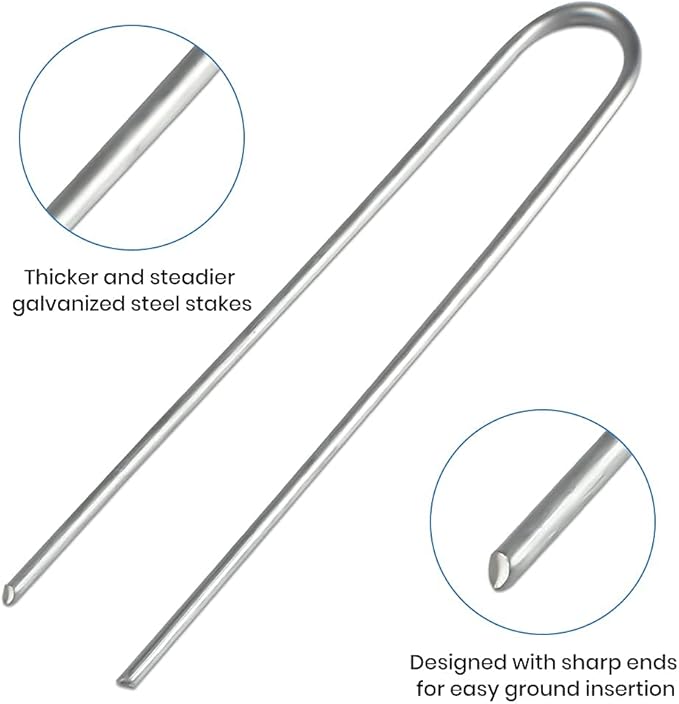 Landscape Staples 6 Inch Galvanized Garden Stakes 150 Pack,Garden Staples Heavy-Duty Sod Pins Anti-Rust Fence Stakes Securing Pegs for Barrier Fabric Irrigation Tubing Hose Weed