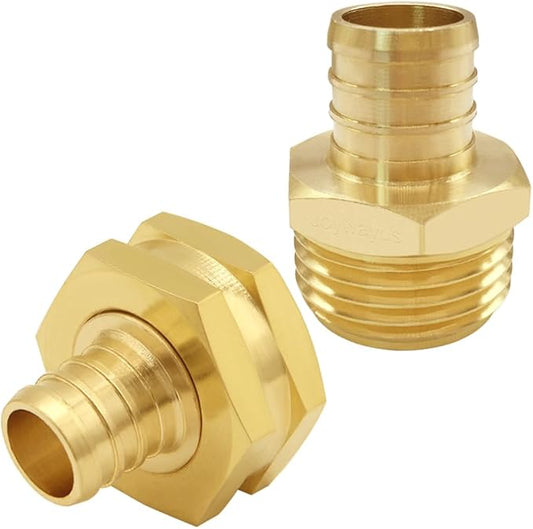 Joywayus 3/4" PEX Barb x 3/4" GHT Thread Swivel Hex Brass Garden Water Hose Pipe Connector Fittings for House/Boat/Lawn/Power Wash/Irrigation