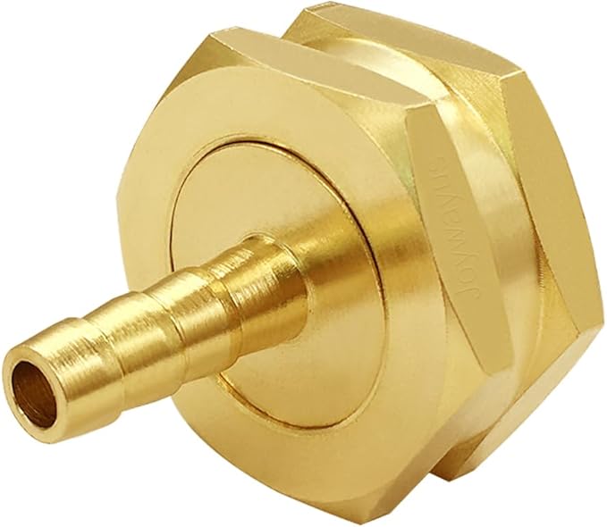 Joywayus 2Pcs 1/4" Barb x 3/4" Female GHT Thread Swivel Hex Brass Garden Water Hose Pipe Connector Copper Fitting with Stainless Clamp House/Boat/Lawn/Power Wash/Irrigation