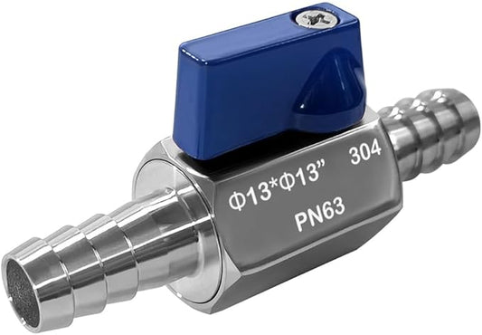 Beduan 1/2” Hose ID Barb Ball Valve 304 Stainless Steel Mini Shut Off Valve for Water Gas Fuel Drip Irrigation and Aquariums