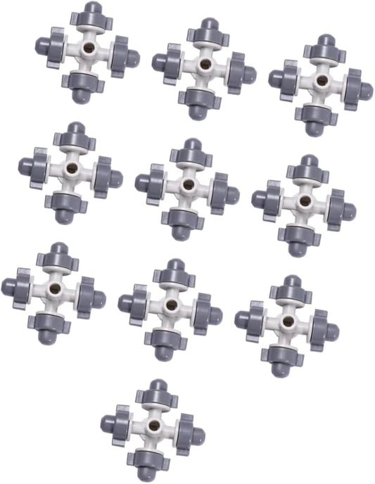 10pcs Inner Head Irrigation Drip Nozzle Shaped Water Greenhouse Outdoor Garden Outlet Sprinkler Plastic Cooling Four-Way Misting Patio Flow Nozzles Lawn Export for Brass