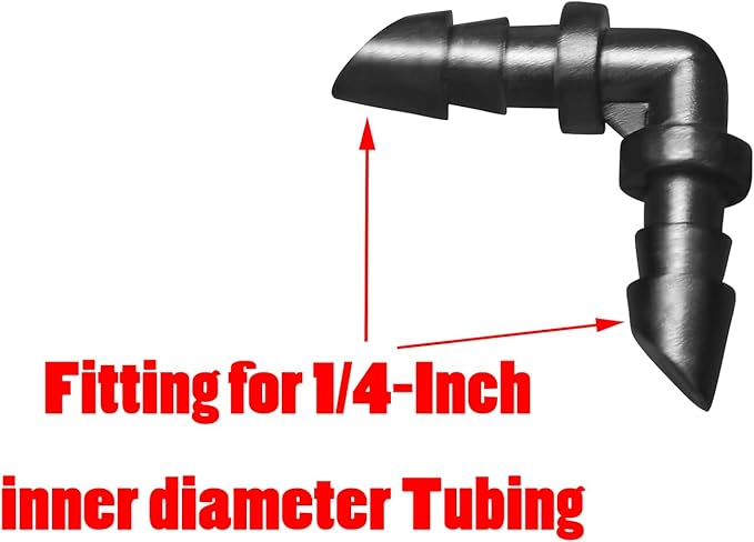 Mini Skater 1/4-Inch Barbed Elbows Fitting Perfect for Drip Irrigation Tubing System,Flower Beds, Vegetable Gardens, Herbs Gardens 50 PCS/Bag