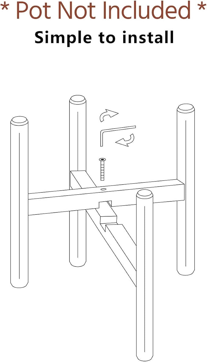 Mkono Plant Stand Mid Century Wood Flower Pot Holder (Plant Pot NOT Included) Modern Potted Stand Indoor Display Rack Rustic Decor, Up to 12 Inch Planter, Dark Brown