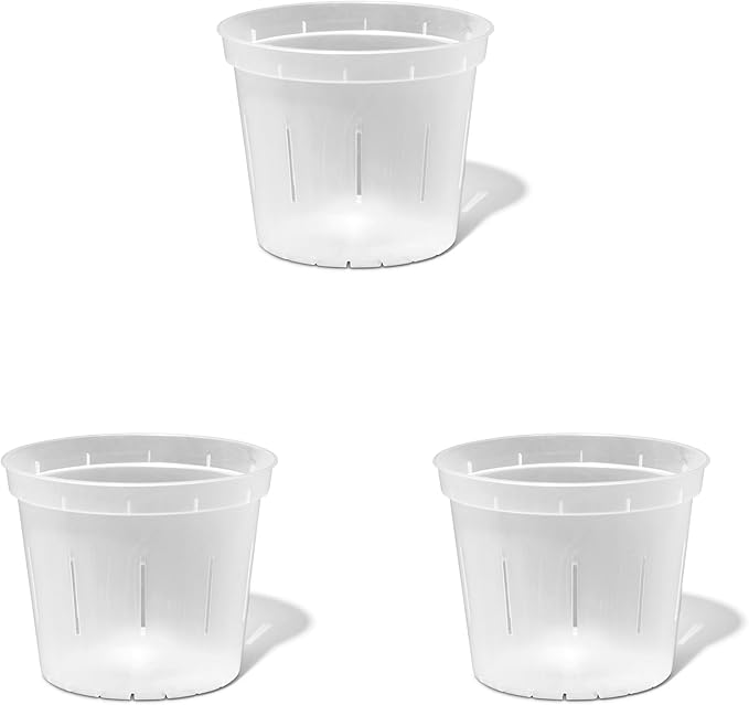 rePotme 5 inch Orchid Pot 3 Pack - Slotted Orchid Pots with Holes for Repotting (Crystal Clear)
