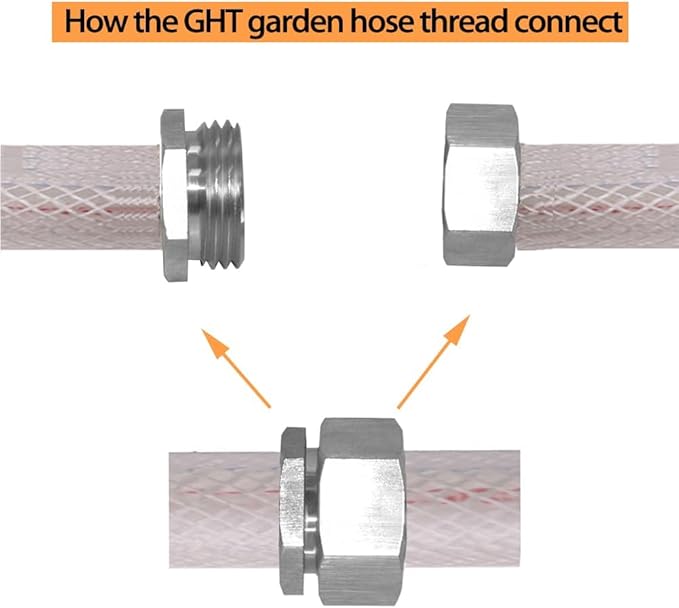 Stainless Steel 1/2" Hose Barb x 3/4" GHT Female Garden Hose Threaded Swivel Adapter Repair Fitting for Boat Lawn Power Wash Irrigation