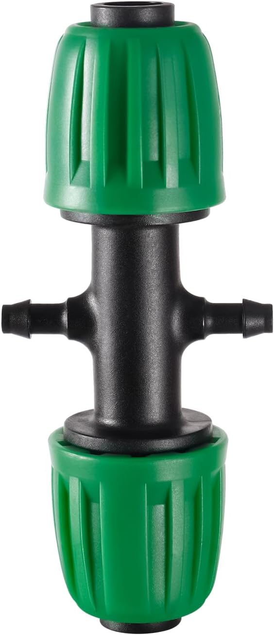 1/2 inch Tubing (1/2" ID x0.6-0.63" OD) 16mm to 1/4 inch Irrigation Tube Anti-Drop Barbed Hose Fittings (Fits 13mm ID / 4mm ID) (1/2 to 1/4 inch Four-Way)