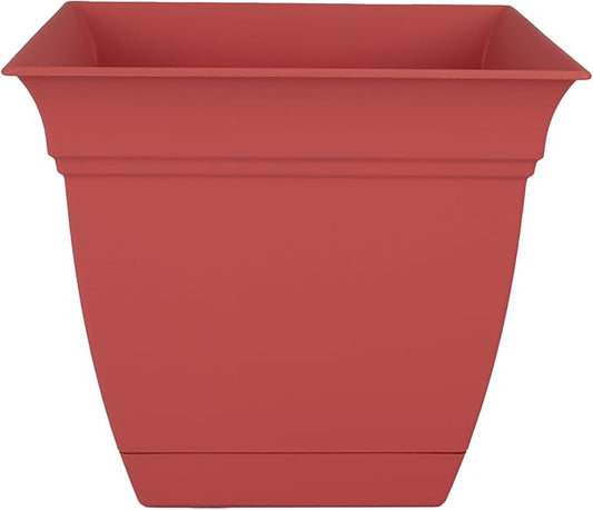 The HC Companies 6 Inch Eclipse Square Planter with Saucer – Indoor Outdoor Plant Pot for Flowers Vegetables Herbs, Rose
