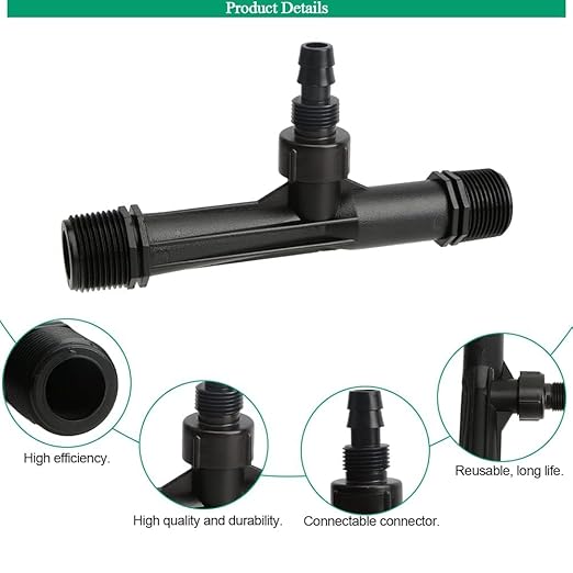 YXQ 1Inch Irrigation Venturi,Fertilizer Mixer Injectors Tube Agriculture Tool Plastic Black for Outdoor Garden Farm Lawn 2Pcs