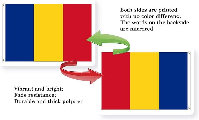 Romania Flag 3x5FT Romanian National Polyester Banner With 2 Grommets Fade Resistant Vivid Color For Patriotic Festival Events Party Decoration (Romania, 3x5FT)