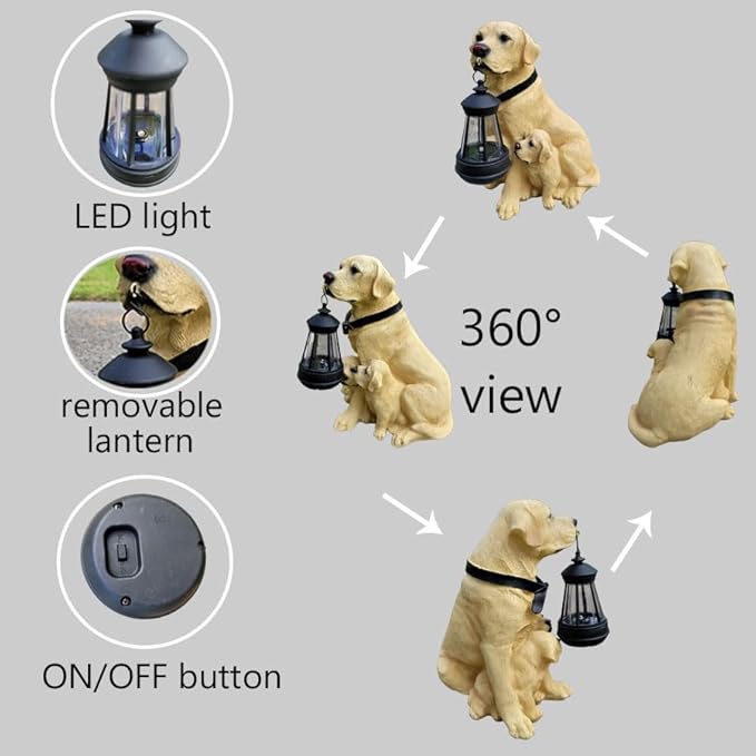 Garden Statues Dog Solar Hanging Light, Courtyard Resin Simulated Handicraft Dog Statue Ornament, Garden Yard Entrance Decoration.