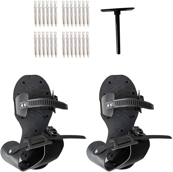 Lawn Aerator Shoes- with Upgraded Strap Design and Non-Slip Adjustable Snap-Soil Yard Aerator Tool for Aerating Patio Garden-Pre-Assembled Grass Aerator Shoes for Lawn