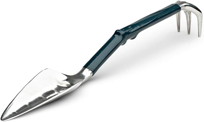 Kings County Tools Combo Garden Hand Tool | Combination Trowel & Rake | Trake Measures 17” | Use for Weeding, Planting and Transporting | Polished Cast-Aluminum