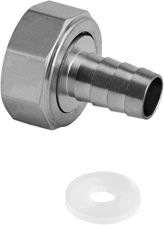Stainless 3/8" Hose Barb x 3/4" Female GHT Garden Hose Threaded Swivel Connector Repair Fitting for Water Boat Lawn Power Wash Irrigation