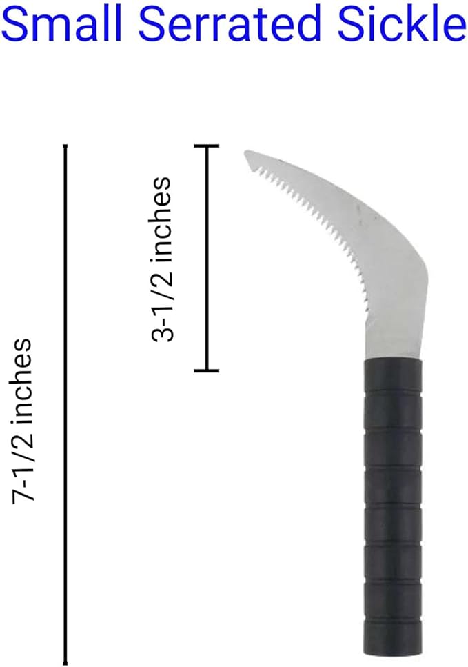 JapanBargain 3174, Small Serrated Sickle Banana Sod Weed Grass Cutter Bush Knife Saw Tooth Sickle Tool for Camping Gardening, 7-1/2 inch, Set of 2