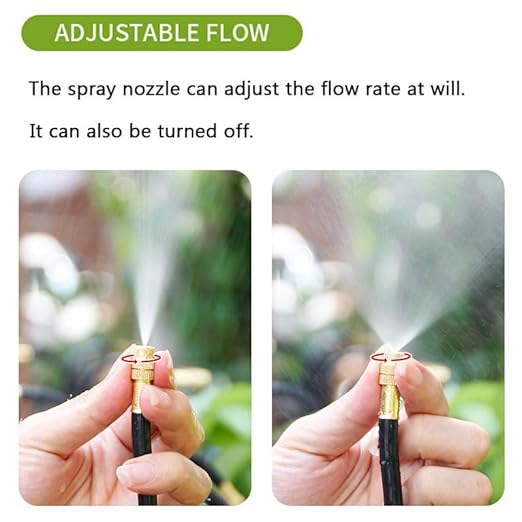 Garden Watering System, Greenhouse Mist Drip Irrigation Kit, 66Ft Hanging Plant Watering System with 20 Three-Way Atomizing Nozzle and 1/2 inch Strong Irrigation Tubing Hose