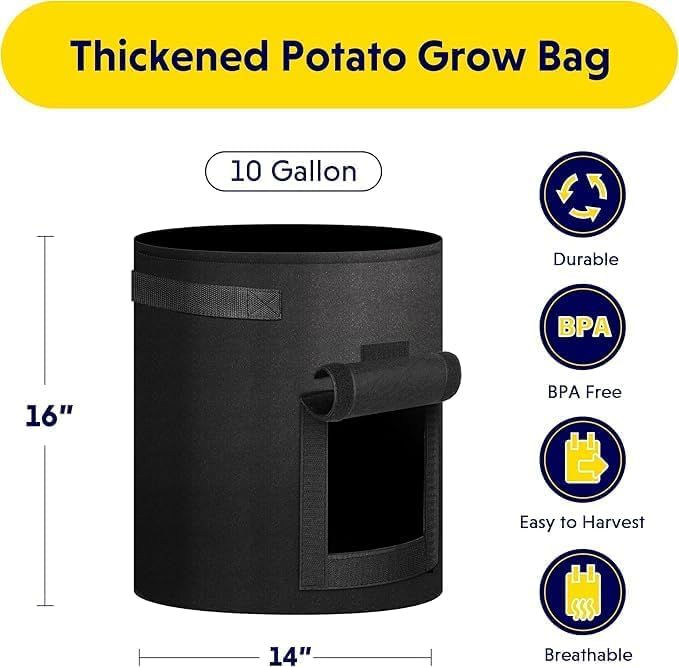 iPower 2-in-1 Garden Kneeler and Seat with 5 Pack 10 Gallon Potato Grow Bags, 2 Removable Tools Pouch and Soft Kneeling Pad, No Assembly, Portable Heavy Duty Garden Stool for Women Men Seniors
