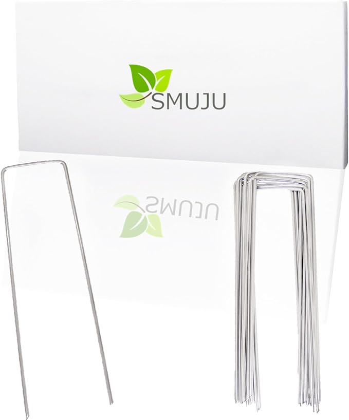 【75 Pieces】Landscape Staples, 6 Inch Garden Staples Galvanized Landscape Stakes, Heavy Duty U-Shaped Pins Stakes for Securing Weed Fabric Barrier, Ground Cover, Dripper Irrigation Tubing (75, 6 Inch)