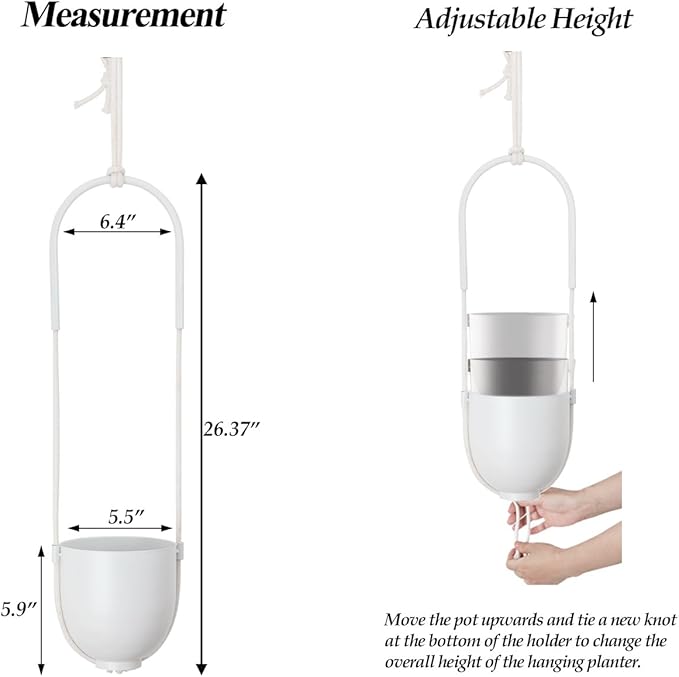 Boho Hanging Planter for Indoor Outdoor Plants Modern Wall and Ceiling Hanging Plant Basket Holder Hanger for Vines Succulents Ferns Room Decor(White)