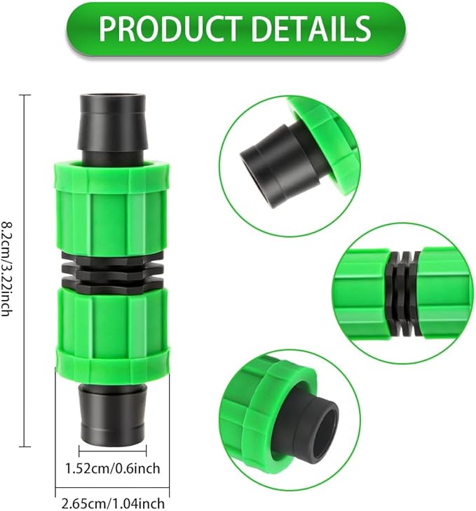 12 Pcs Drip Irrigation Coupling, 5/8 Inch Drip Tape Irrigation Tubing Coupling,Universal Connector Drip Tubing Fittings,Drip Irrigation Fittings,Compatible with Most 16-17 mm Drip Tape AG Tubing Drip