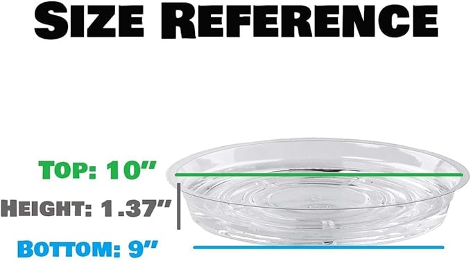 20 Pack Clear Plastic Plant Saucer 10 Inches Drip Trays Large Plant Plate Dish for Indoor Flower Pots and Planters, Bulk
