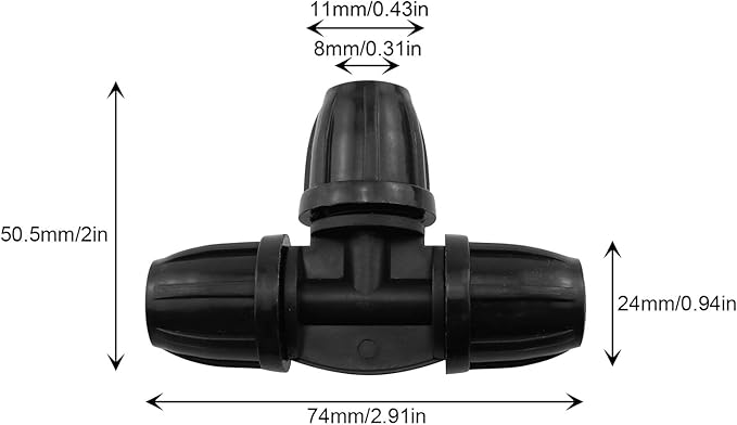 Barbed Tee DGZZI 4PCS Drip Irrigation Barbed Tee 3-Way Fitting 8mm/11mm Tubing for Garden Drip Tape Tubing Sprinkler System