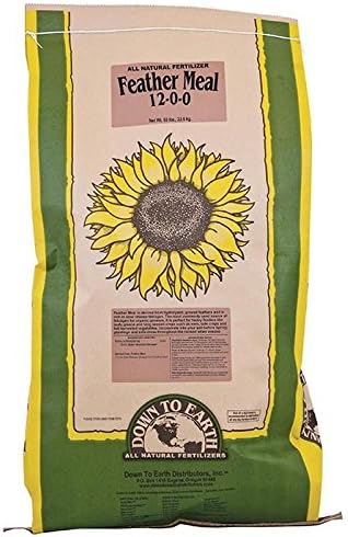 Down to Earth Feather Meal 12-0-0, 50 lb. - for all types of growing plants, shoots, flowers, fruits and vegetables