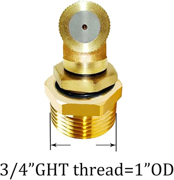 Joywayus Brass Misting Spray Nozzle 3/4" GHT Male 1-Holes Garden Sprinklers Irrigation Connector Water Sprinklers Mister Heads Fitting with Filter Mesh (Pack of 2)