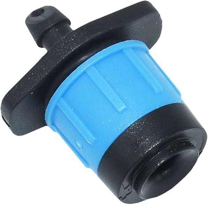 Juzizj 100 Pack Adjustable Irrigation Drippers 1/4 Inch Emitter Dripper 360 Degree Full Circle Pattern Water Flow Drip Emitter Micro Drip Irrigation Sprinklers for Home Garden Lawn(Blue)